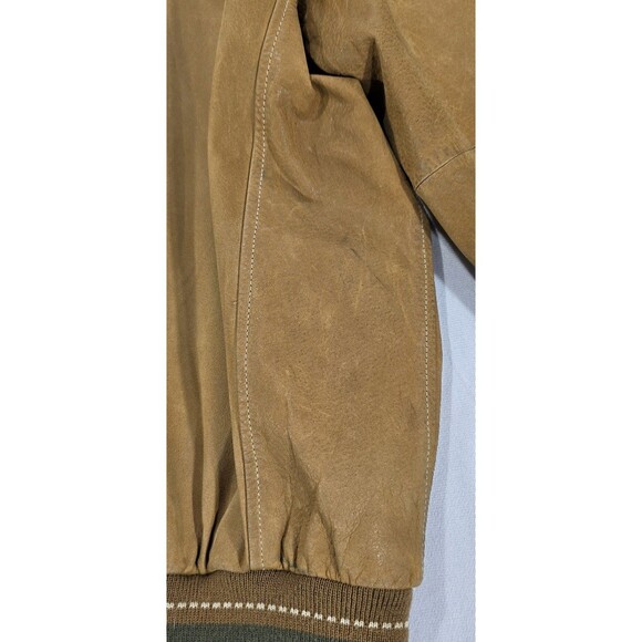 Vtg Guess Georges Marciano Bomber Jacket Leather Distressed Brown 80s 90s Men L - Picture 12 of 16